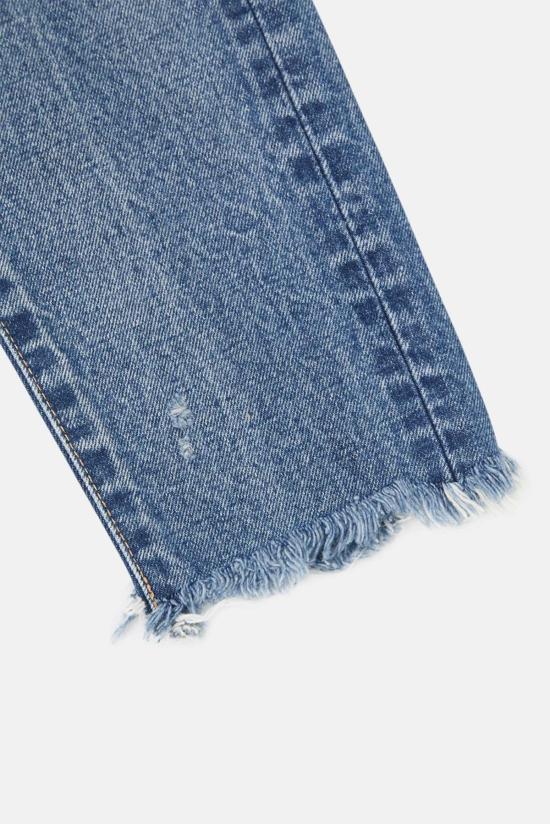  마우지 데님 팬츠 Moussy Merry 테이퍼드 미드 데님 블루 - MOUSSY