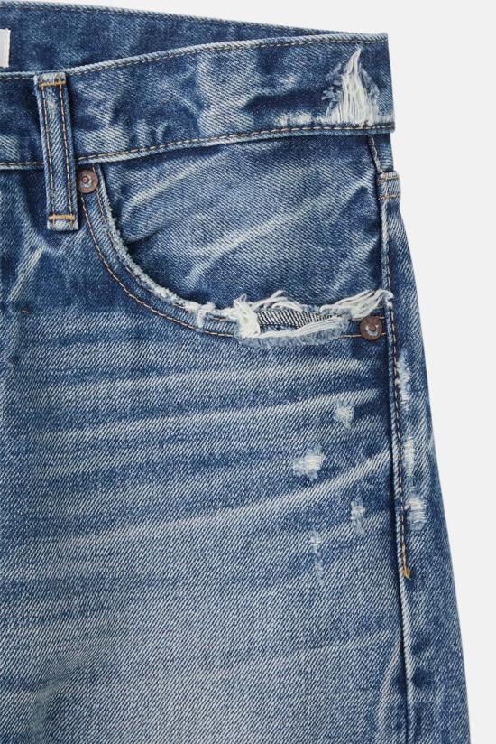  마우지 데님 팬츠 Moussy Merry 테이퍼드 미드 데님 블루 - MOUSSY