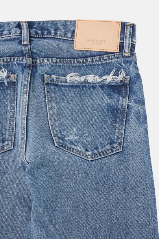  마우지 데님 팬츠 Moussy Merry 테이퍼드 미드 데님 블루 - MOUSSY