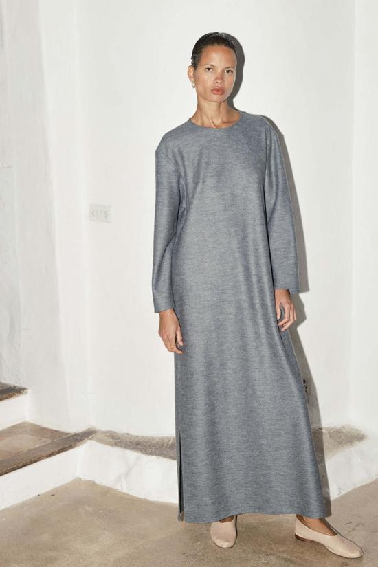  다두라 롱 원피스 다투라 보일드 울 아바 드레스 그래나이트 멜란지