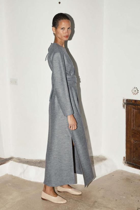  다두라 롱 원피스 다투라 보일드 울 아바 드레스 그래나이트 멜란지 - DATURA