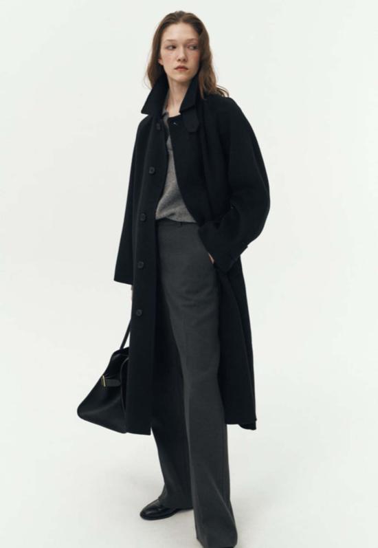  던스트 스트레이트 팬츠 세미 와이드 플리트 슬랙 차콜 그레이 - DUNST