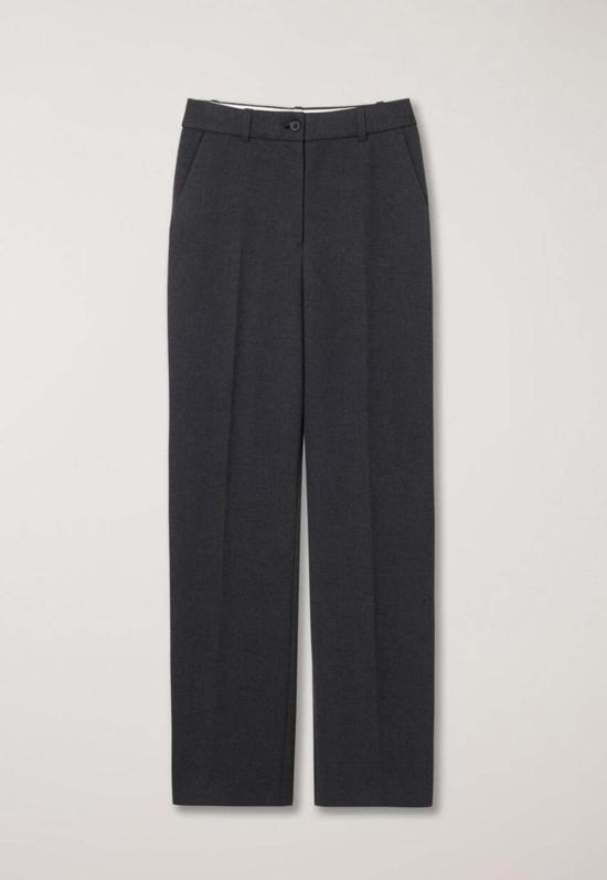  던스트 스트레이트 팬츠 세미 와이드 플리트 슬랙 차콜 그레이 - DUNST