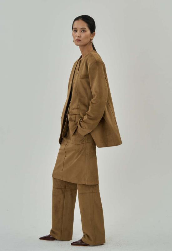  더 엔케이씨 스토어 수트 자켓 Nkc 카멜 스웨이드 블레이저 브라운 - The NKC Store