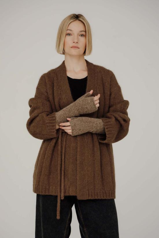  Bare Knitwear 가디건 베어 니트웨어 로안 랩 카디건 새들 - OTHER BRANDS