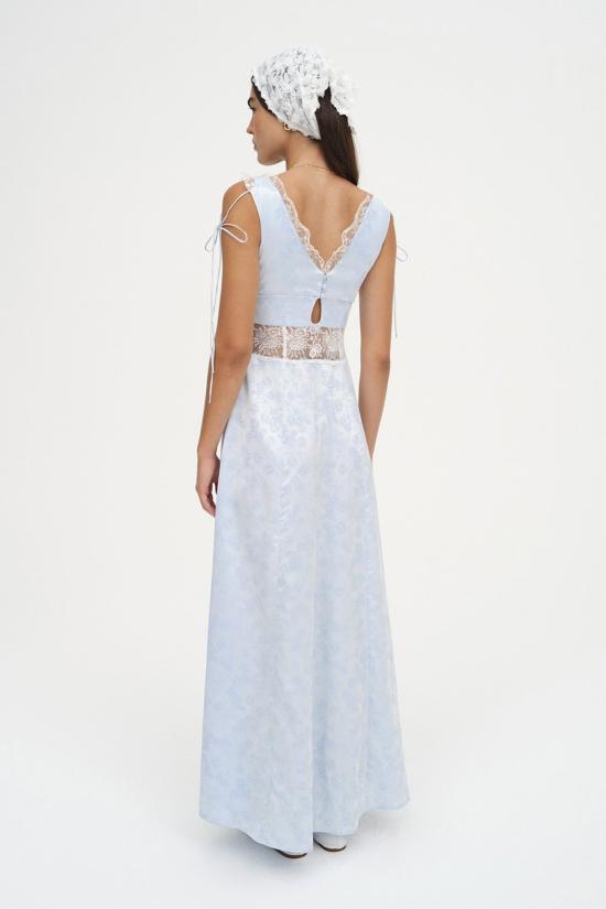  포러브앤레몬스 롱 원피스 For Love & Lemons Hattie 맥시 드레스 블루 - FOR LOVE & LEMONS
