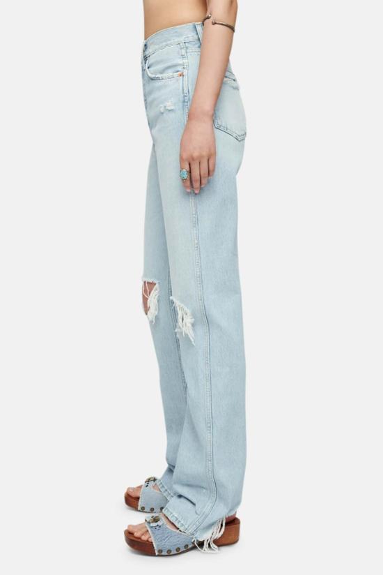  리던 데님 팬츠 Re/Done 90년대 하이라이즈 루즈 누 디스코 파괴 - RE/DONE