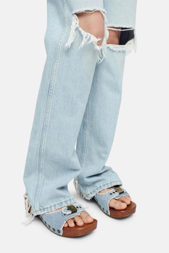  리던 데님 팬츠 Re/Done 90년대 하이라이즈 루즈 누 디스코 파괴 - RE/DONE