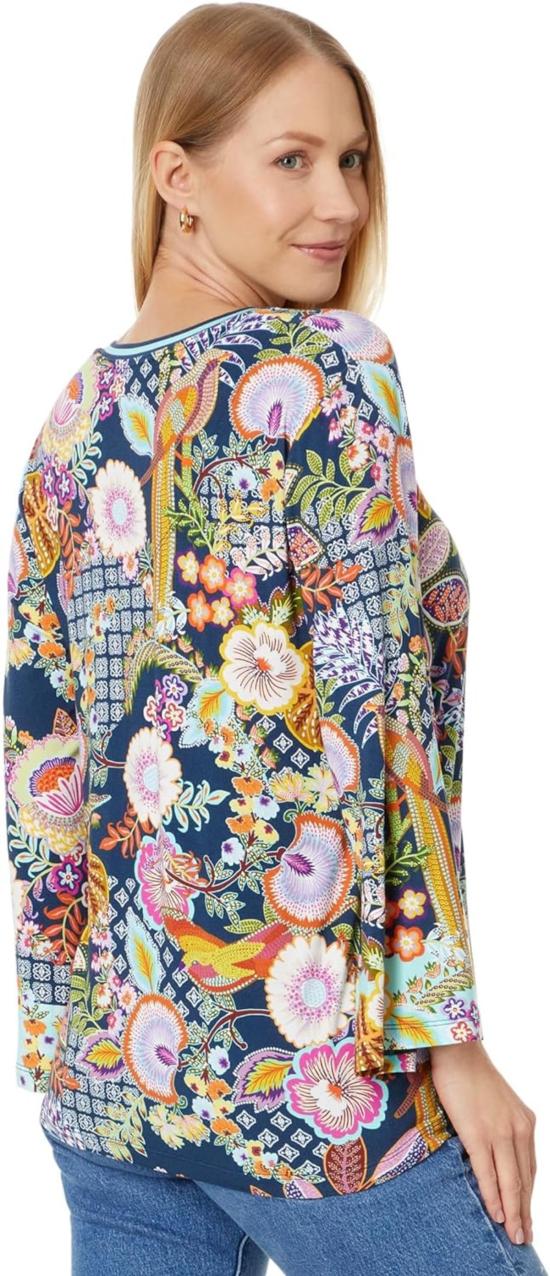  조니 와스 긴팔 티셔츠 Johnny Was The Janie Favorite V넥 기모노 슬리브 티 와일드 - JOHNNY WAS