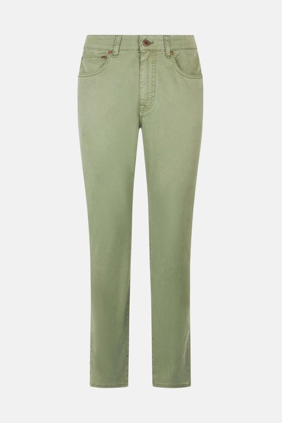  볼리올리 스트레이트 팬츠 Boglioli 5 포켓 코튼/실크 바지 올리브 - BOGLIOLI