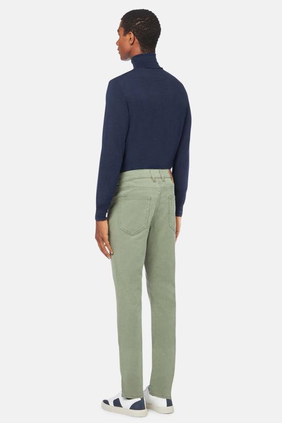  볼리올리 스트레이트 팬츠 Boglioli 5 포켓 코튼/실크 바지 올리브 - BOGLIOLI