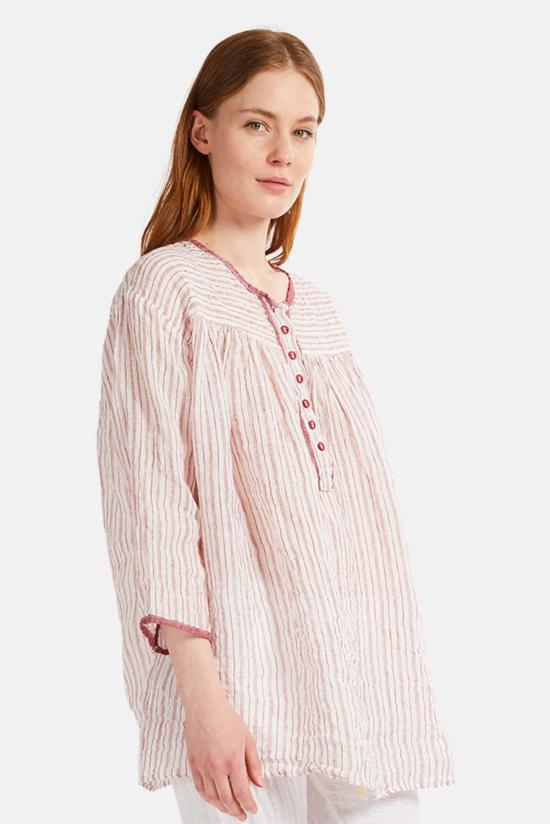  Sunday Saint-Tropez 반팔 티셔츠 선데이 생 트로페 선데이 생 트로페 라방두 탑 레드 스트라이프 - SUNDAY SAINT-TROPEZ