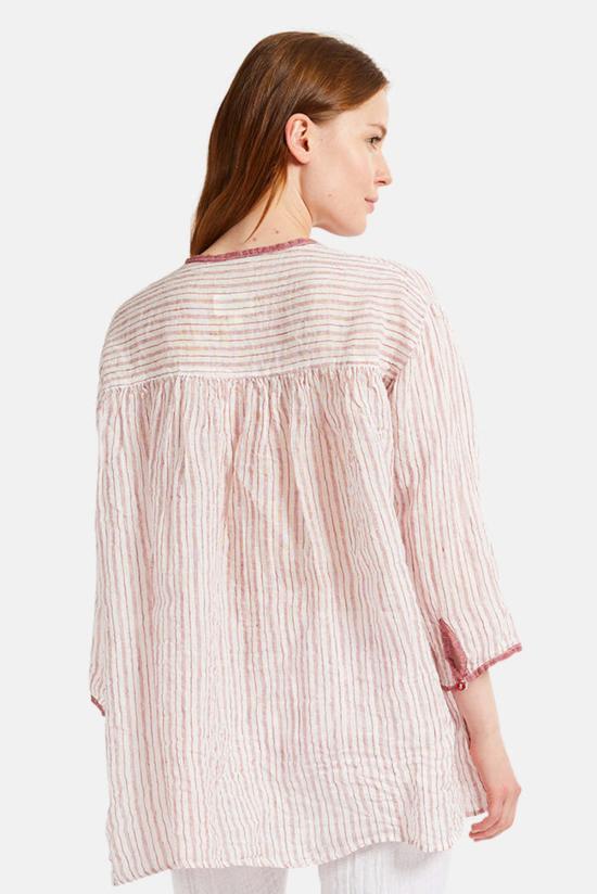  Sunday Saint-Tropez 반팔 티셔츠 선데이 생 트로페 선데이 생 트로페 라방두 탑 레드 스트라이프 - SUNDAY SAINT-TROPEZ