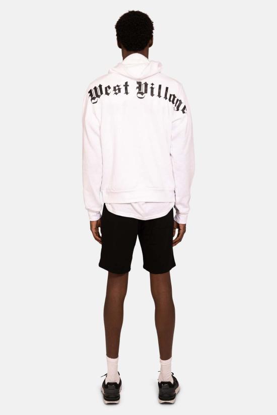  Blue&Cream 후드 티셔츠 블루&크림 맨즈 웨스트 빌리지 후드 티셔츠 화이트 - BLUE&CREAM