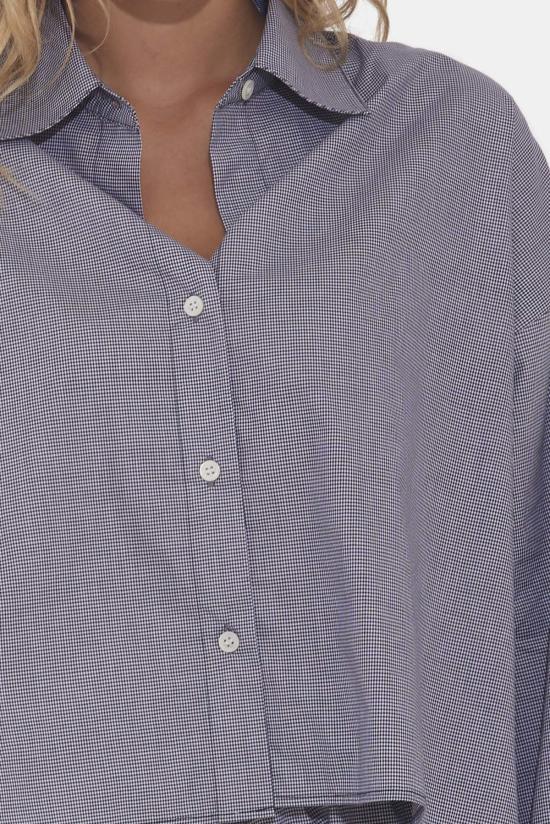  더 타일 클럽 셔츠 타일 클럽 갠셋 팝린 크롭 셔츠 블랙 깅엄 - THE TILE CLUB