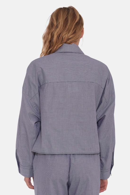  더 타일 클럽 셔츠 타일 클럽 갠셋 팝린 크롭 셔츠 블랙 깅엄 - THE TILE CLUB