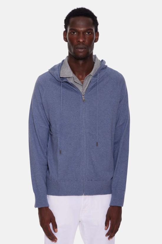  Blue&Cream 후드 티셔츠 블루&크림 루크 지퍼 후드 워터프론트 - BLUE&CREAM