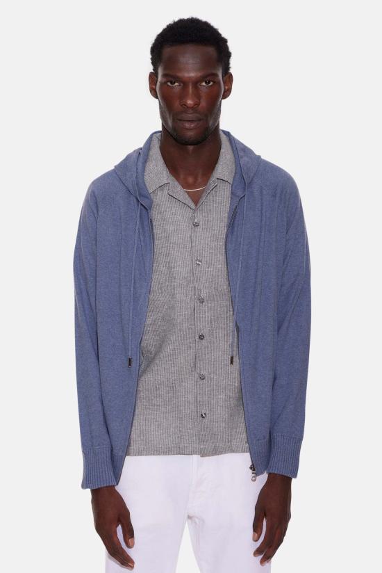  Blue&Cream 후드 티셔츠 블루&크림 루크 지퍼 후드 워터프론트 - BLUE&CREAM