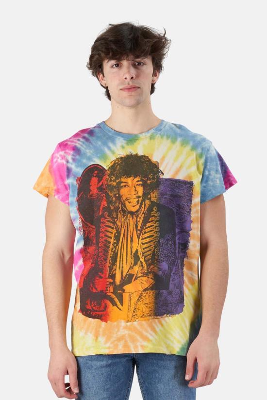  메이드원 반팔 티셔츠 Made Worn Jimi Hendrix 티셔츠 레인보우 타이 다이