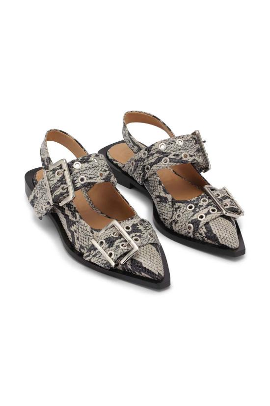  가니 뮬/슬리퍼 청키 버클 발레리나 샌드 스네이크 - GANNI