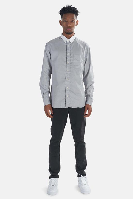  Blue&Cream 긴팔 셔츠 블루&크림 키 칼라 버튼 다운 그레이/화이트 - BLUE&CREAM