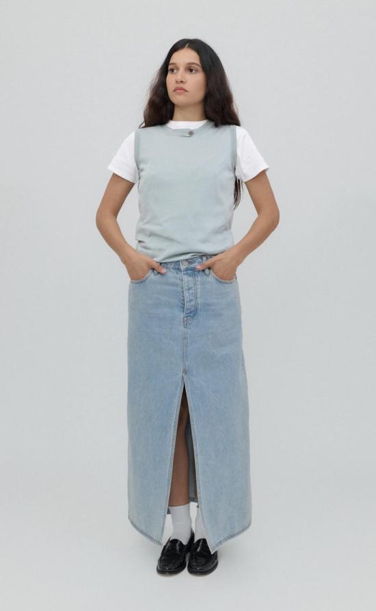  스틸히어 데님 스커트 스틸 히어 뉴욕 리마 스커트 빈티지 블루