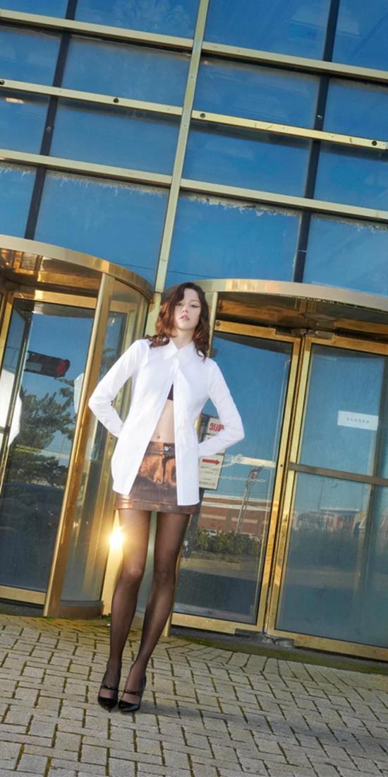  프리스카베라 숏 스커트 Priscavera A 라인 미니 스커트 인디고 브론즈 - PRISCAVERA