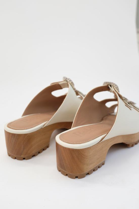  베클리나 뮬/슬리퍼 버클 클로그 오프 화이트 - BEKLINA