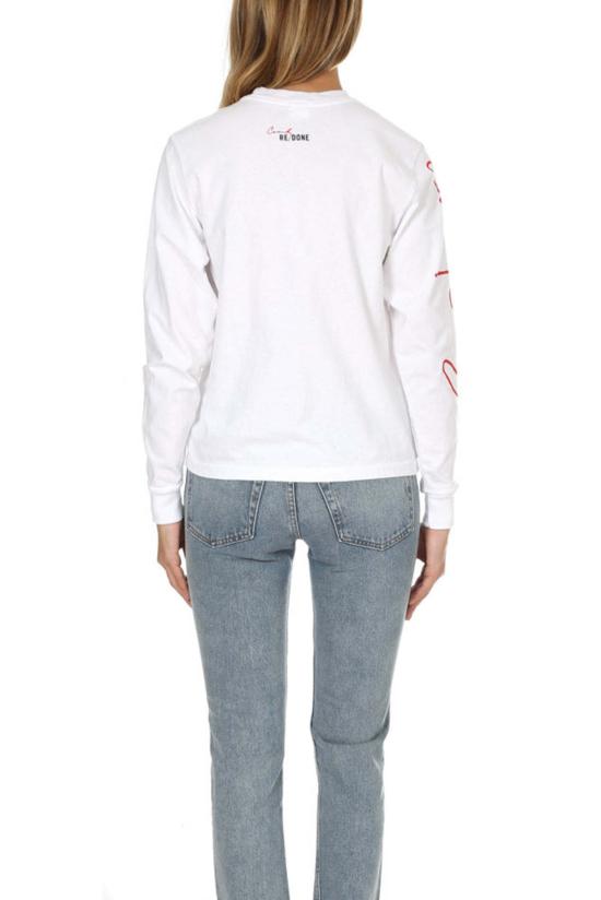  리던 긴팔 티셔츠 Re/Done  신디/옵틱 화이트 - RE/DONE