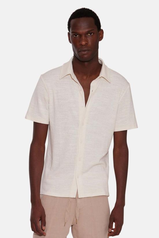  Blue&Cream 반팔 셔츠 블루&크림 반팔 슬럽 버튼다운 크림