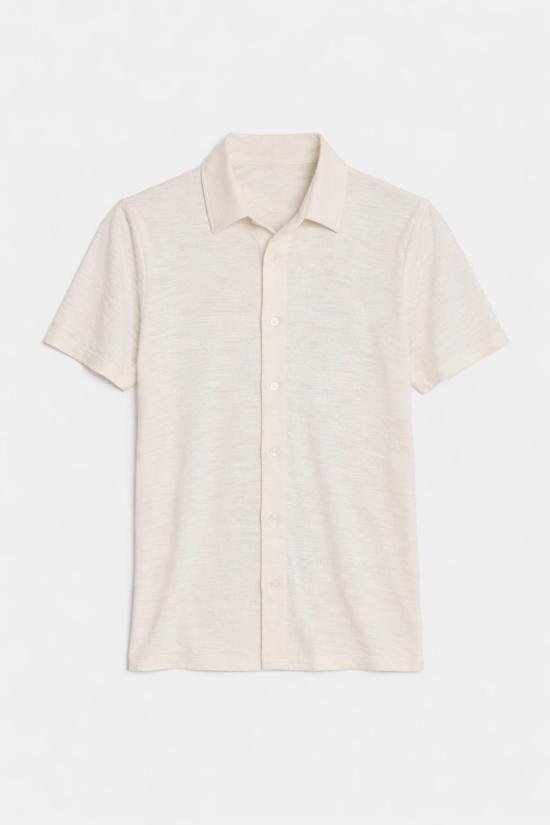  Blue&Cream 반팔 셔츠 블루&크림 반팔 슬럽 버튼다운 크림