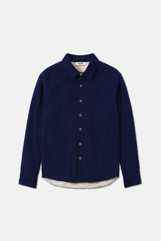  블루&크림 자켓 베스트 셰르파 오버셔츠 리치 네이비/모카