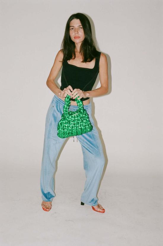  프리스카베라 스트레이트 팬츠 벨루어 트랙 팬츠 더스티 블루 - PRISCAVERA