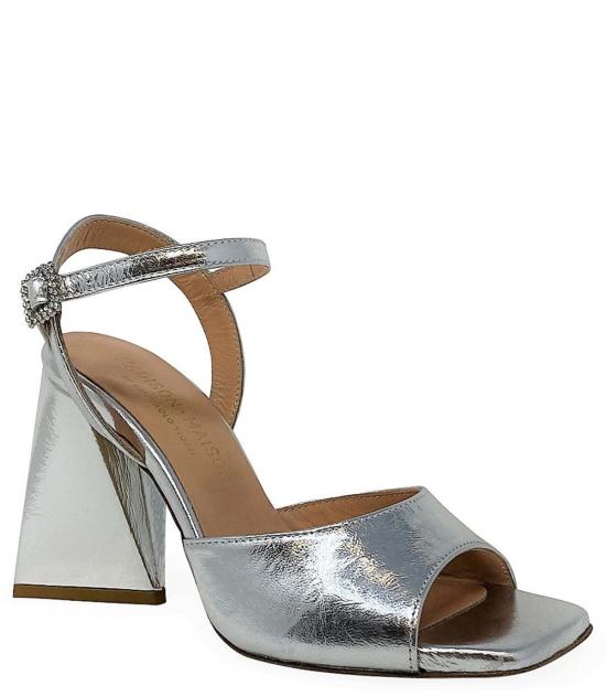  지암파올로 비오찌 힐/펌프스 Giampaolo Viozzi 가죽 삼각형 힐 실버 메탈릭 - GIAMPAOLO VIOZZI