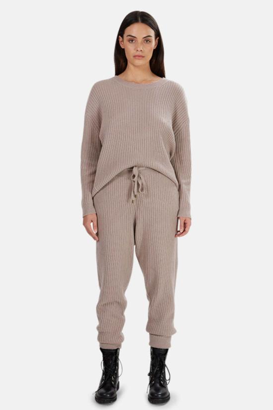  더 타일 클럽 스트레이트 팬츠 타일 클럽 플로렌스 리브 캐시미어 팬츠 모브 - THE TILE CLUB