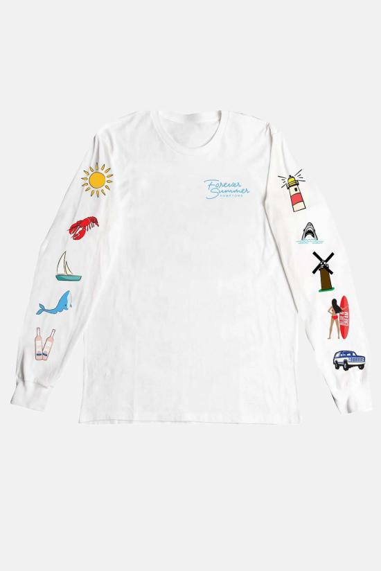  블루&크림 긴팔 티셔츠 포에버 썸머 롱슬리브 화이트