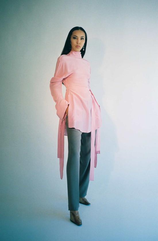  Zoltán Tóth 숏 원피스 실크 미니 타이 드레스 핑크 - OTHER BRANDS