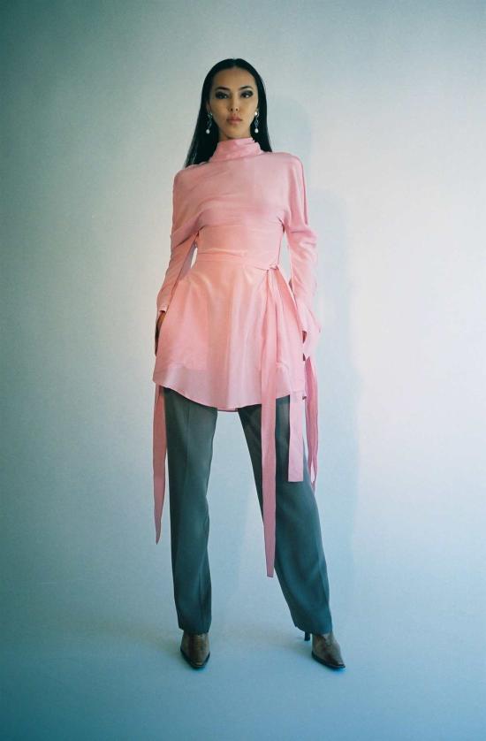  Zoltán Tóth 숏 원피스 실크 미니 타이 드레스 핑크 - OTHER BRANDS