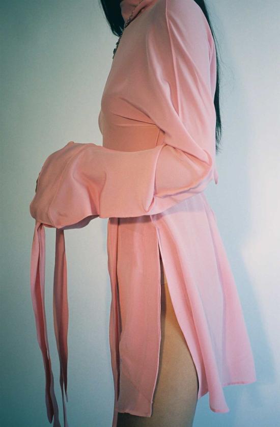  Zoltán Tóth 숏 원피스 실크 미니 타이 드레스 핑크 - OTHER BRANDS