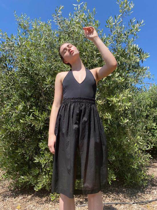  베클리나 원피스 수영복 이탈리안 라이크라 타이 수영복 블랙 - BEKLINA