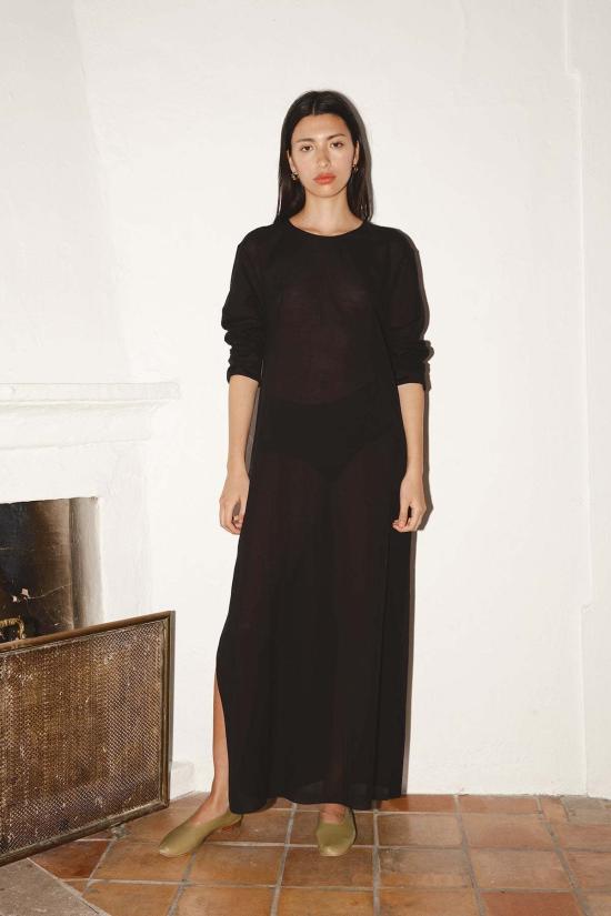  다두라 롱 원피스 다투라 아바 바티스트 코튼 드레스 블랙 - DATURA