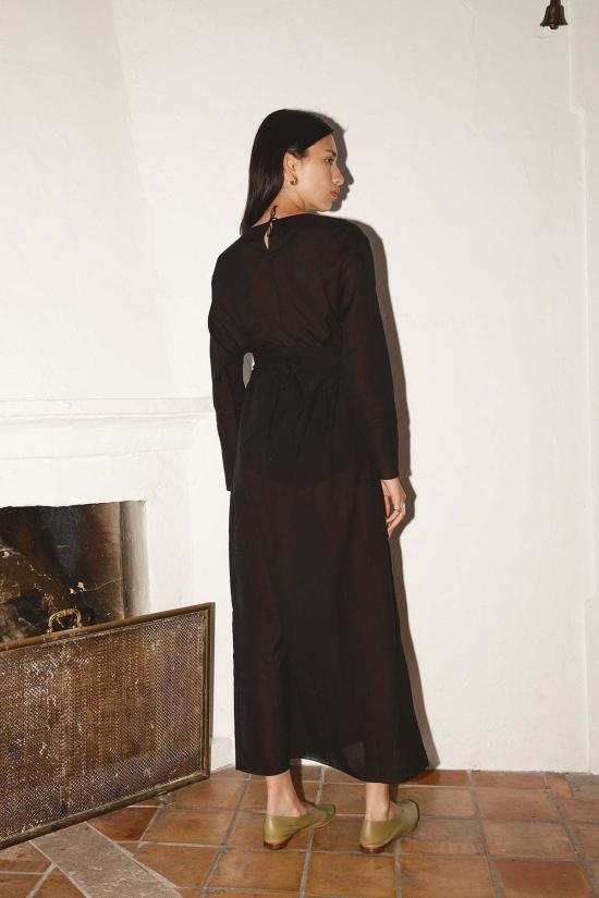  다두라 롱 원피스 다투라 아바 바티스트 코튼 드레스 블랙 - DATURA