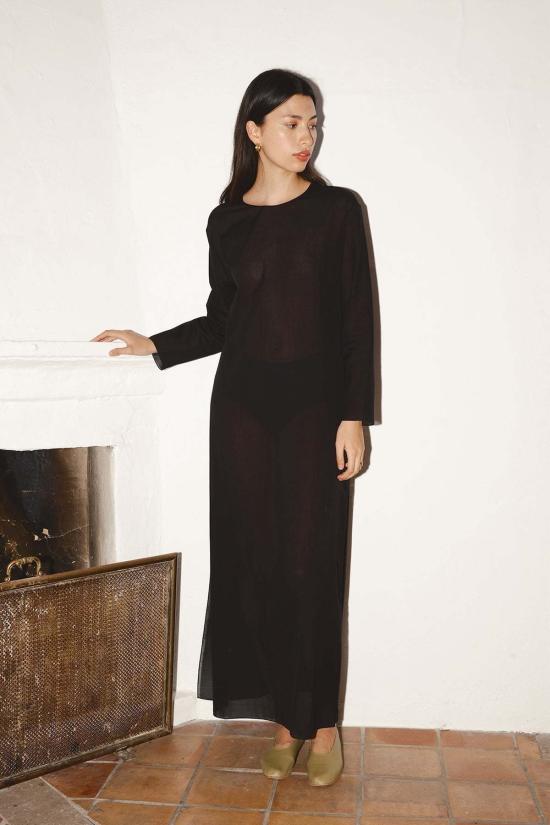  다두라 롱 원피스 다투라 아바 바티스트 코튼 드레스 블랙 - DATURA