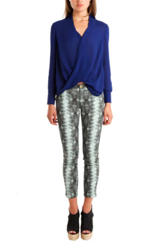  데렉 램 스트레이트 팬츠 Derek Lam 10 크로스비 리자드 프린트 스키니 팬츠 피스타치오 - DEREK LAM