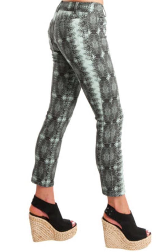  데렉 램 스트레이트 팬츠 Derek Lam 10 크로스비 리자드 프린트 스키니 팬츠 피스타치오 - DEREK LAM