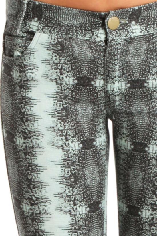  데렉 램 스트레이트 팬츠 Derek Lam 10 크로스비 리자드 프린트 스키니 팬츠 피스타치오 - DEREK LAM