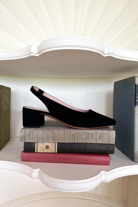  에머슨 프라이 힐/펌프스 루 워킹 슬링백 블랙 스웨이드 - EMERSON FRY