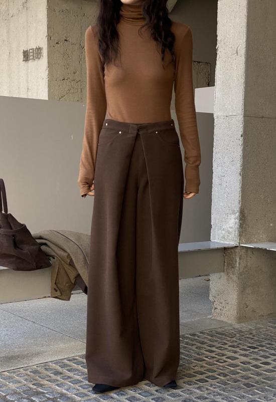  더 엔케이씨 스토어 스트레이트 팬츠 Nkc스토어 게게 오버랩 팬츠 브라운