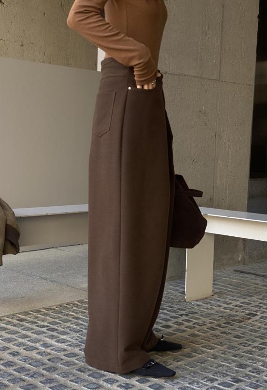  더 엔케이씨 스토어 스트레이트 팬츠 Nkc스토어 게게 오버랩 팬츠 브라운 - The NKC Store