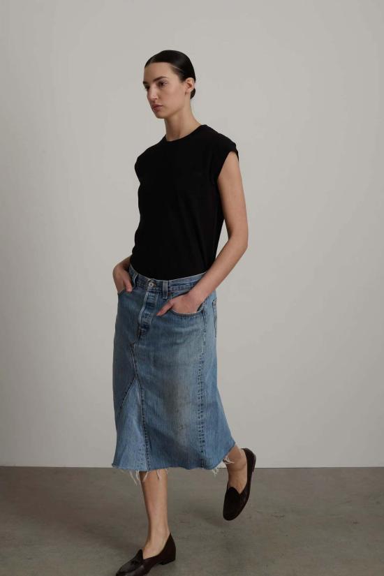  비사이드 데님 스커트 B 사이드 인서트 스커트 빈티지 인디고 - B SIDES